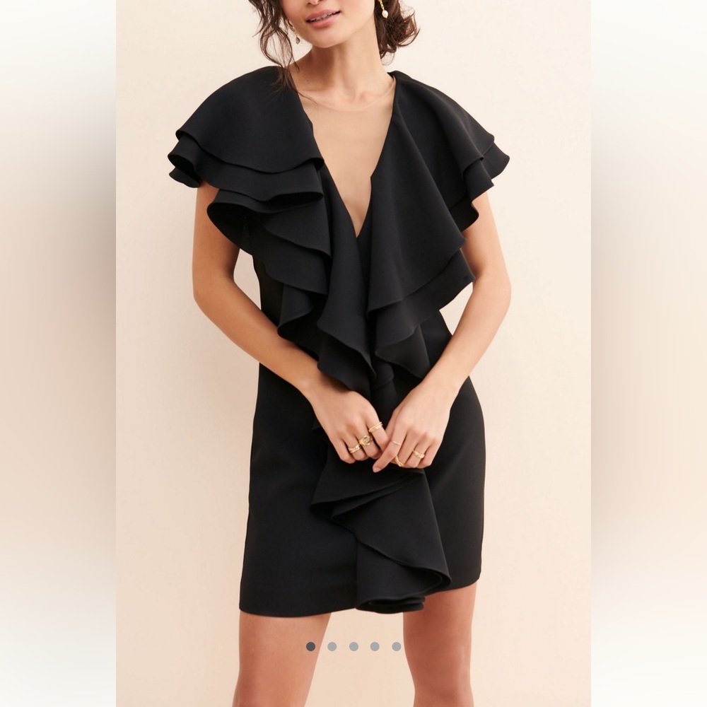 Zeta Lia Ruffle Mini Dress Black Size 4 EUC